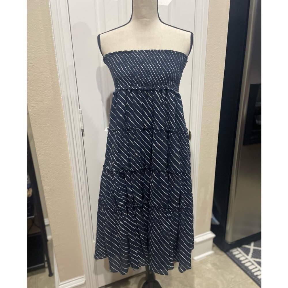 Lauren Ralph Lauren Versatile Strapless Dress/convert to skirt Navy/Whit…